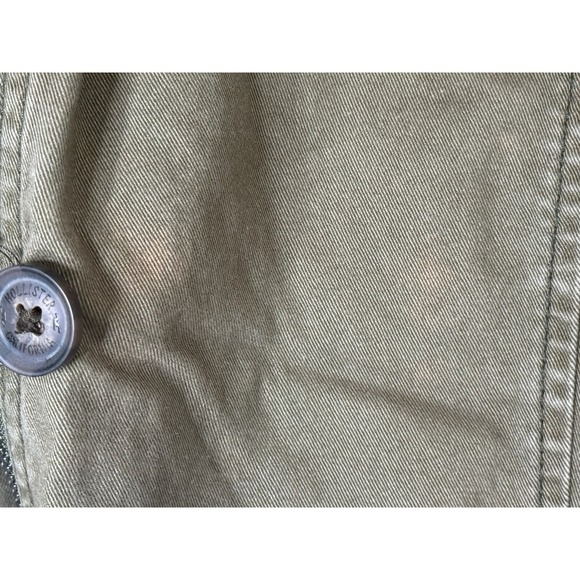 VTG‎ Hollister Utility Chore Jacket L Hood Army Green Zip Button Y2K Grunge - Picture 11 of 16